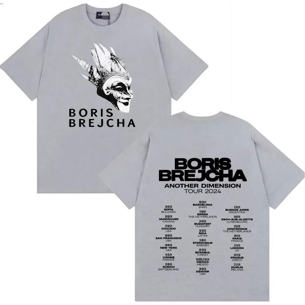 Camiseta de Verano de Algodón Puro Doble Cara con Estampado de Moda Cómica de la Máscara de Boris Brejcha para Hombre y Mujer