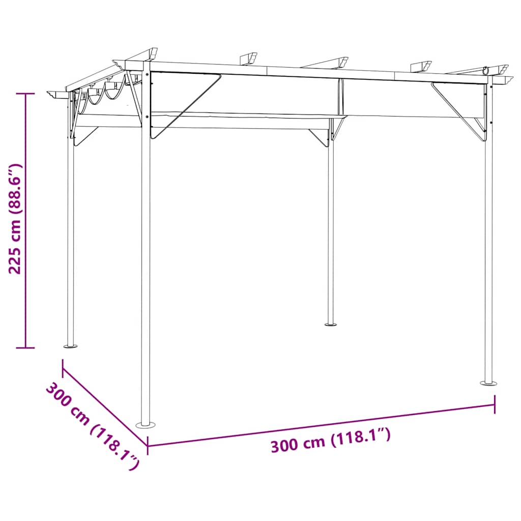 Pergola with Retractable Roof Anthracite Grey 3x3 M Steel Frame 180 G M²