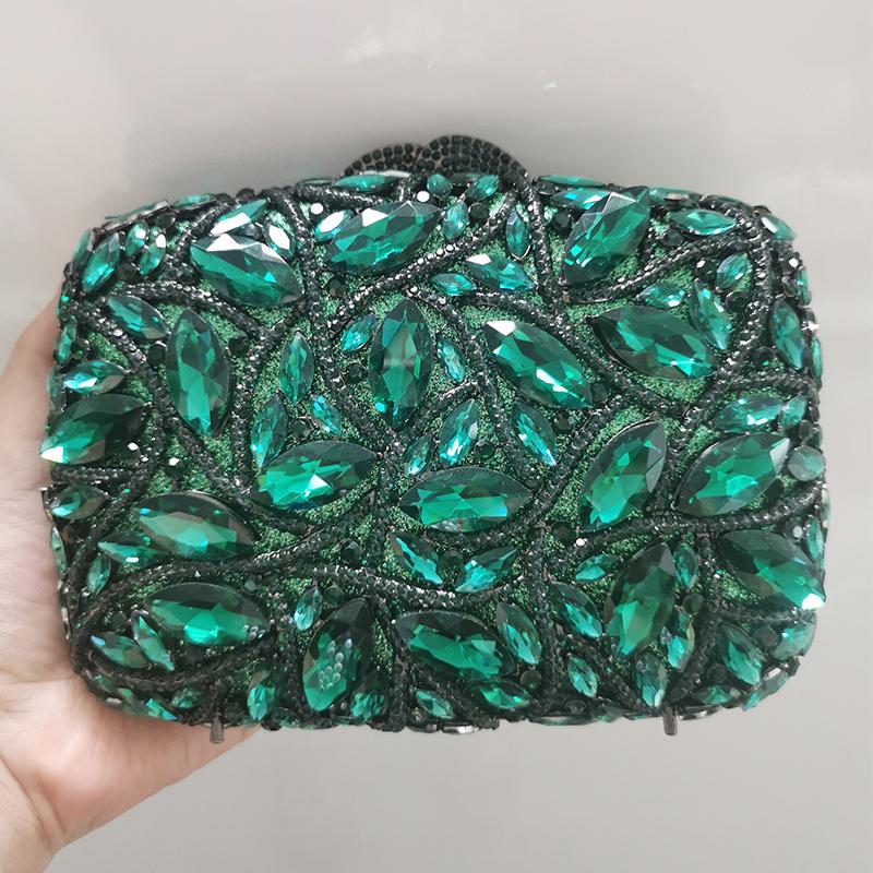 WHTUOHENG Bolso de Noche Plateado con Piedra Grande para Mujer Bolso de Mano Nupcial con Diamantes Cartera de Mano con Pedrería para Cena de Boda