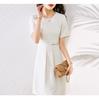 Good Looking Outfit, Summer Hot Item, Design Sense, Temperament, Commuting Nail Bead Round Neck Short Sleeved Dress, Women's Slimming A-line Skirt