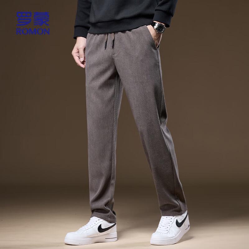 Romon Men's Thick Corduroy Straight-Leg Casual Pants