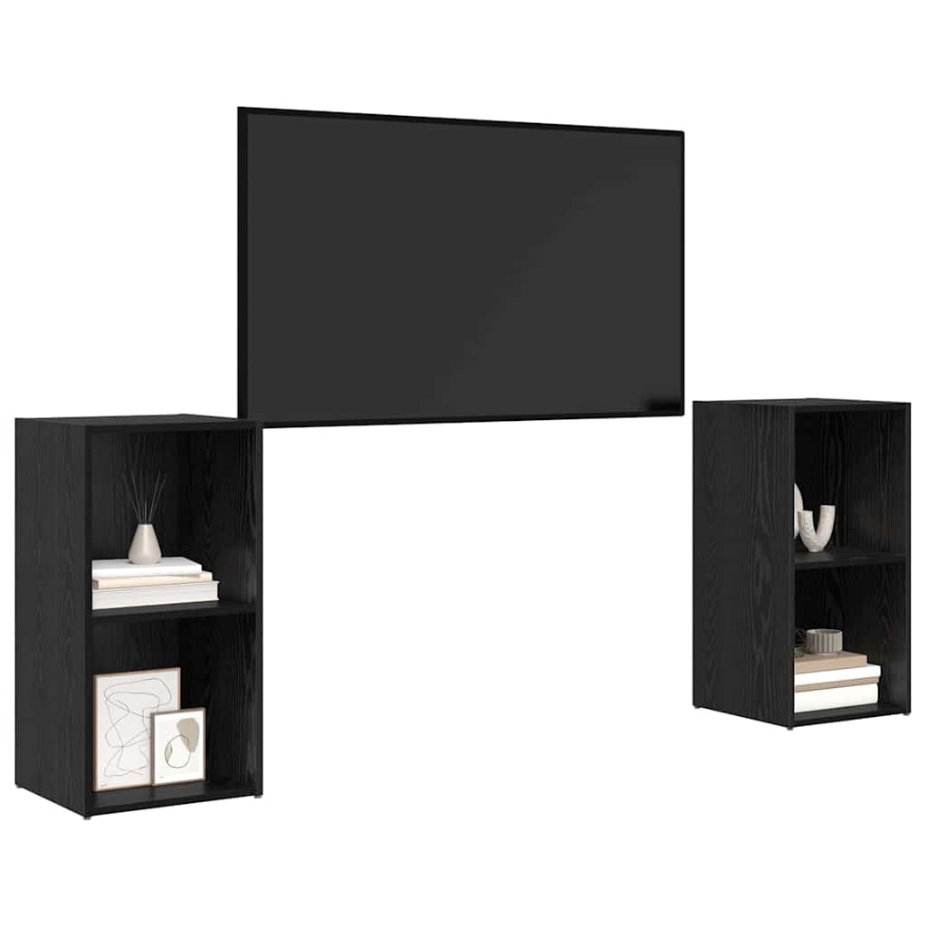 vidaXL TV Cabinet Set 2 pcs Black Oak Effect 72 x 35 x 36.5 cm