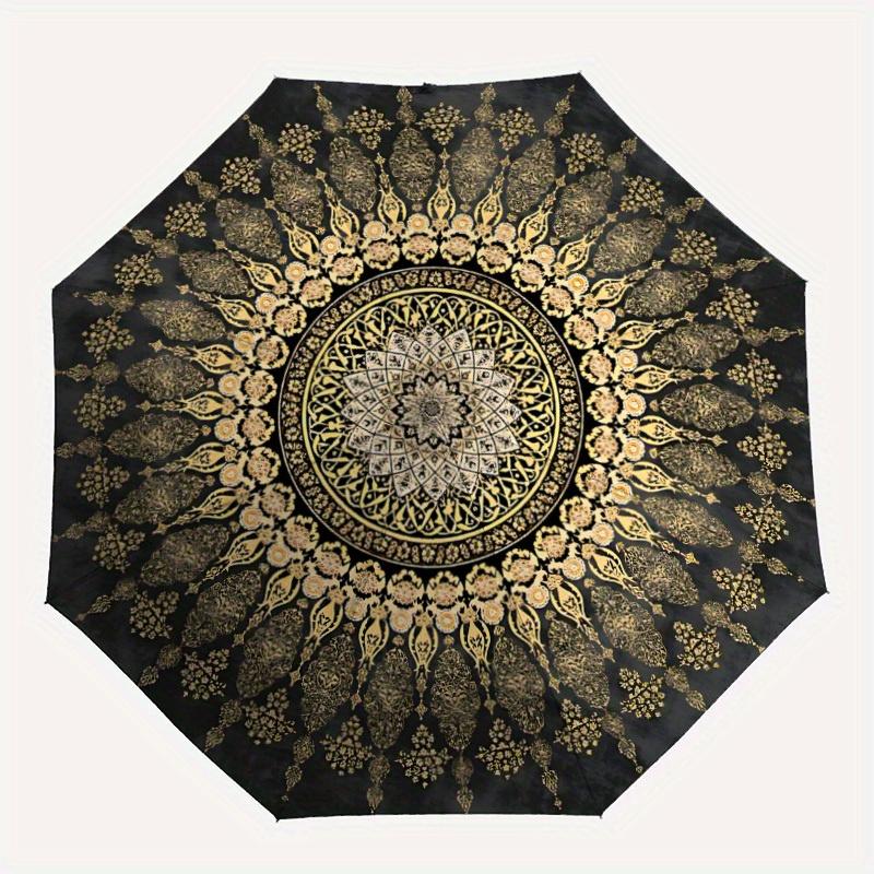 

1pc Mandala, Ornament Automatic Open/Close Umbrella with One Touch Button,, Windproof Design Lightweight Portable Umbrella for Women & Men6138