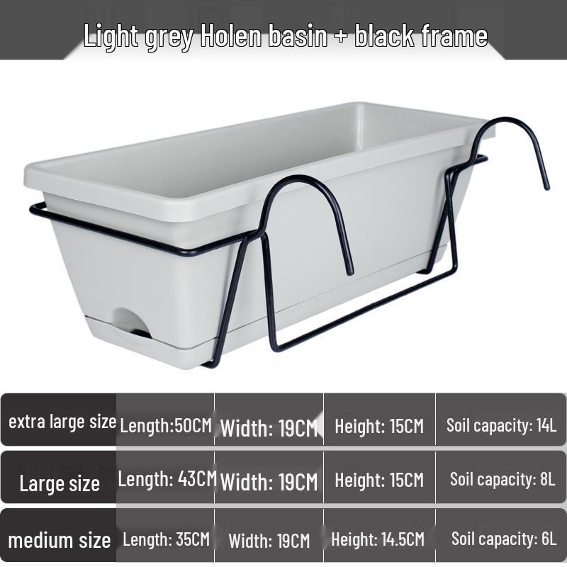 Nordischer großer rechteckiger Kunststoff-Hänge-Balkon-Blumen- & Gemüse-Topf Kasten