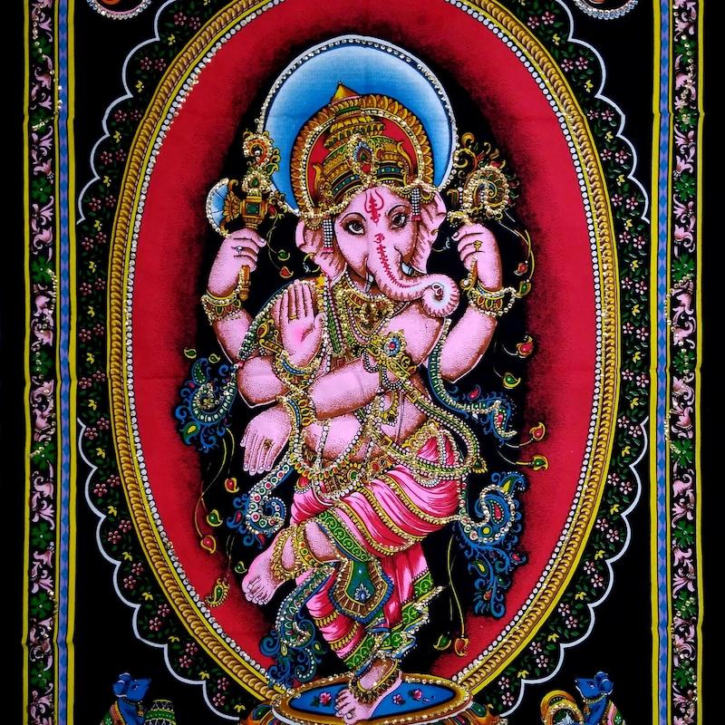 Indian Bohemian Ganesh Sequin Tapestry 75x100