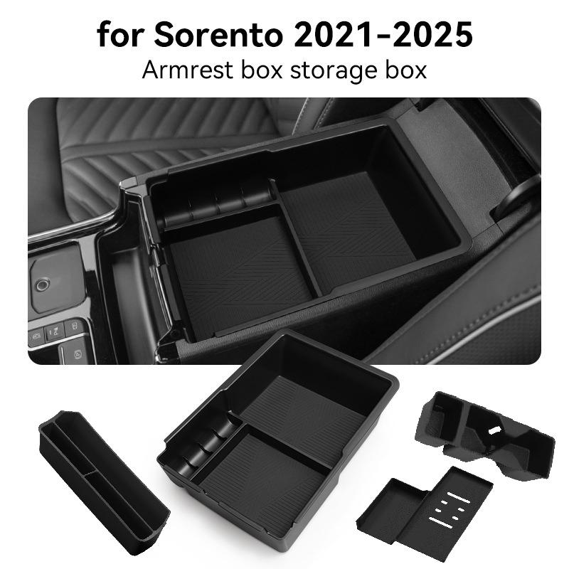 Center Console Storage Box For Kia Sorento 2021-2025 Silicone Car Tray Organizer Interior Accessories Tidying Black Decoration