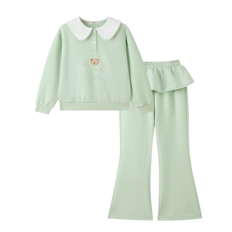 PawinPaw Girls' Cartoon Bear Knit Sweatshirt & Pants Set