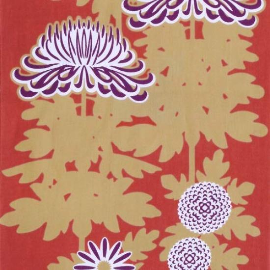 Dyeing Anbo Tenugui Authentic Dyed Cotton Tokuoka Made In Japan 35cm X 100cm "KIKU Vermilion" 100%