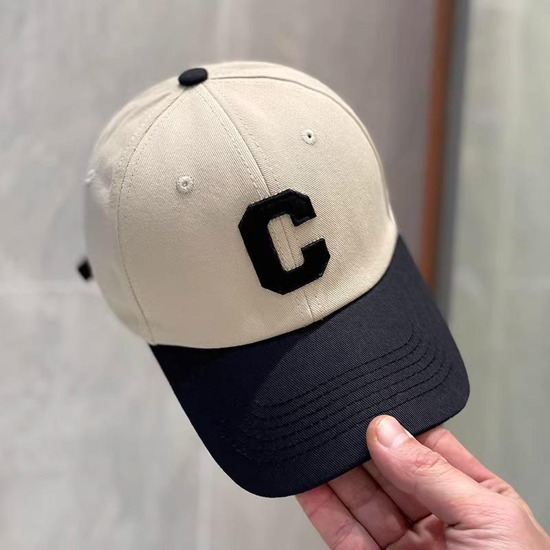 Female Letter Color Blocked Duck Tongue Hat for Spring and Summer Fashionable Couple Baseball Cap for Men