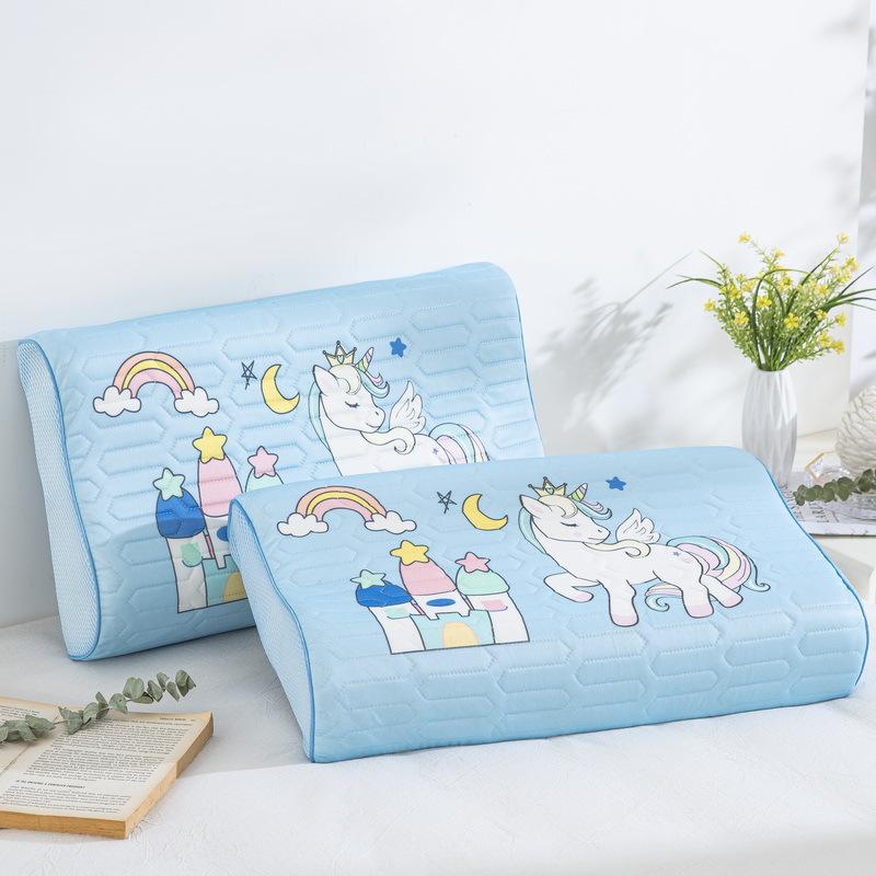 Детская летняя латексная подушка, охлаждающая подушка Ice Silk, латексная подушка, медленно восстанавливающаяся защита шеи, дышащая студенческая подушка для общежития 30 * 50cm