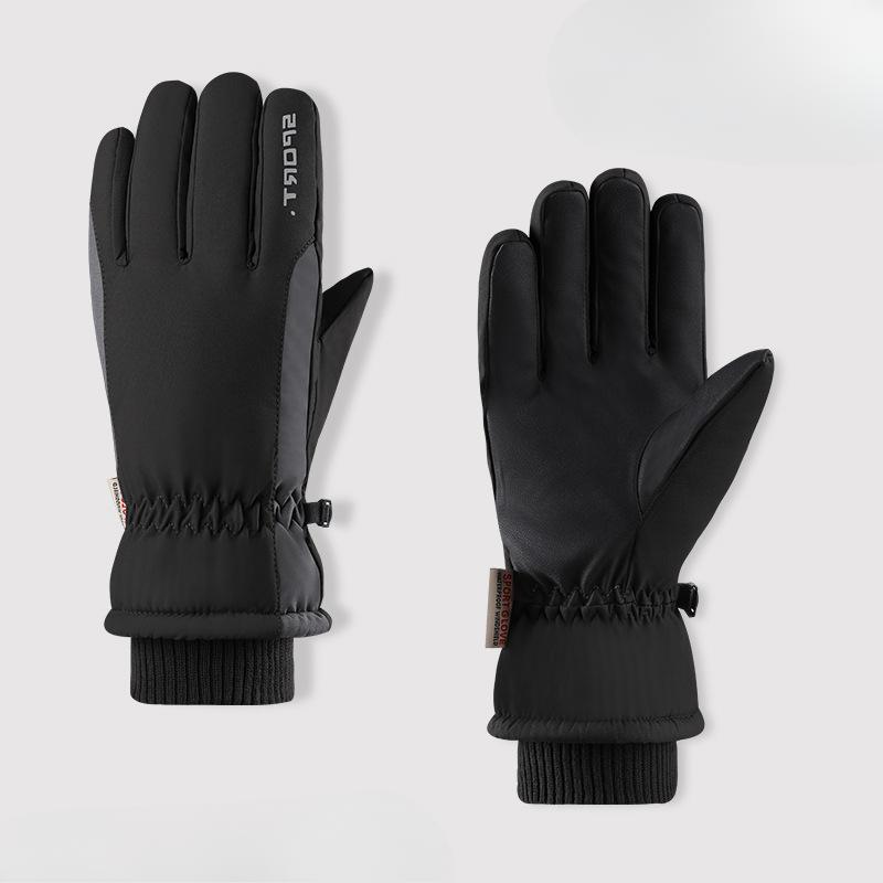 Winter Men's Driving and Skiing Warm Fleece Sports Waterproof and Cold Proof Touch Screen Cycling Gloves