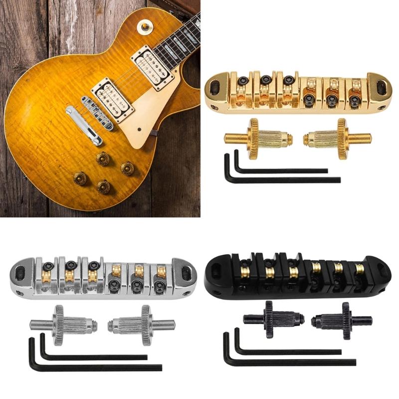 Roller Saddle Bridge and Allen Wrench Combo Replacements for LP 6-String Guitar
