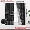 2pcs, 2D FLAT PRINTING Curtains (Without Rod) Cityscape Elegance Popular Print Curtains Semi-Sheer Curtains Outdoor Decorations