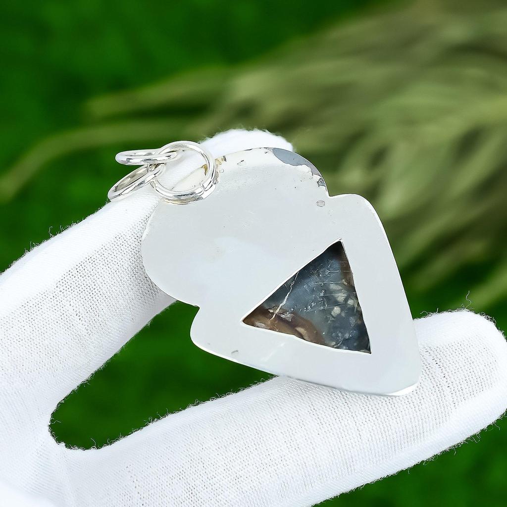 Sisters Day Sale Sterling Silver Natural Picasso Jasper Engagement Wife Pendant