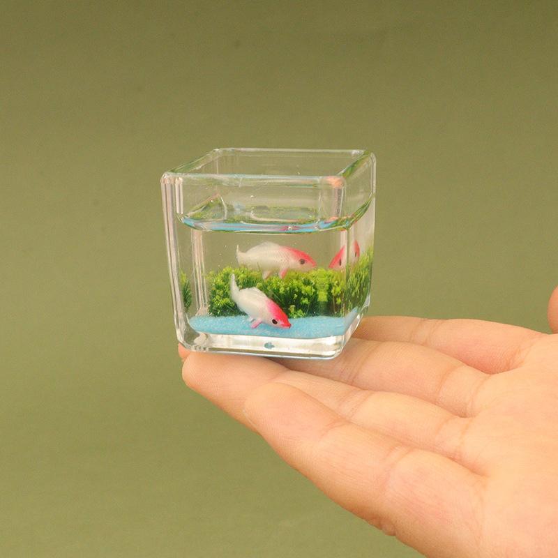 1:12 Simulação de casa de bonecas Aquário de peixes Aquário de bonecas em miniatura Ornamento de aquário Micro decoração de paisagem Decoração de cena de casa de bonecas