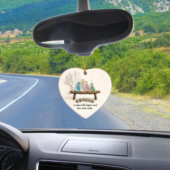 Heart-Shaped Sea Glass Family Ornament Handmade Sea Glass Art Heart Ornament for Christmas Tree Home