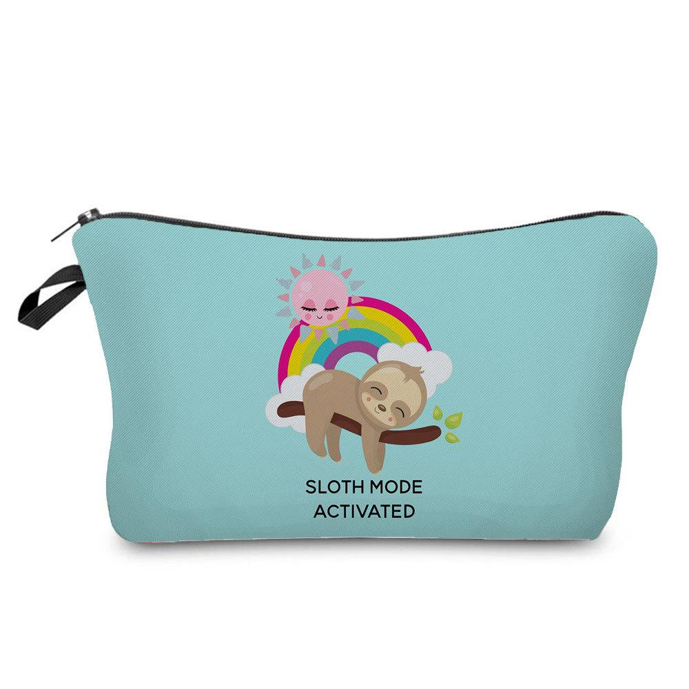 Women Sloth Print Cosmetic Bag Toiletries Organize Travel Storage Case 6403