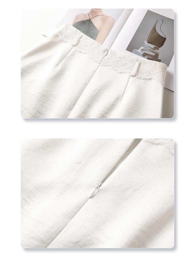 Women's White High-Waisted Midi Skirt - Versatile Summer 2025 Fashion