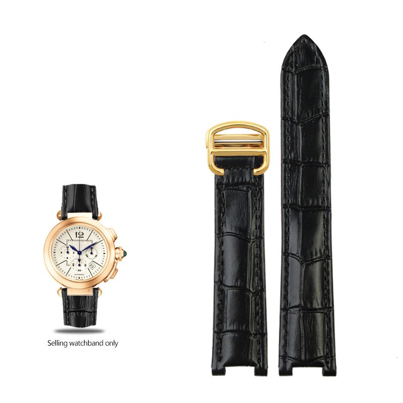 

Ремешок из воловьей кожи вогнутый 18*10мм 20*12мм коричневый черный телячья кожа браслет раскладная застежка для Cartier PASHA W3108 ремешок для часов 20mm-12mm