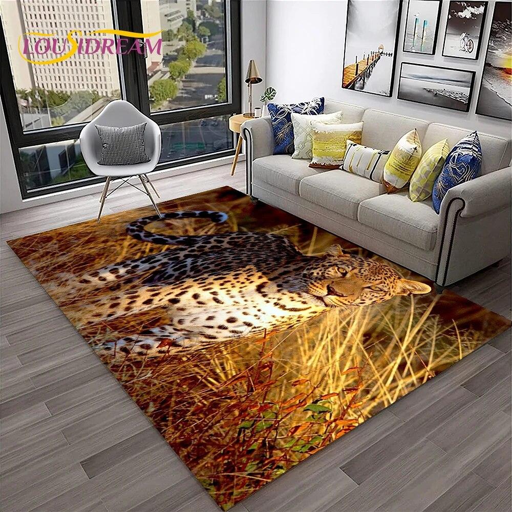 Beast Leopard Cheetah Cartoon Animal Carpet Rug for Home Living Room Bedroom Sofa Doormat Decor,kids Area Rug Non-slip Floor Mat