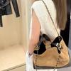 Stilvolle Color-Block Stepp-Tragetasche Damen Mittlere Größe Lässige Reise-Umhängetasche in Braun Beige