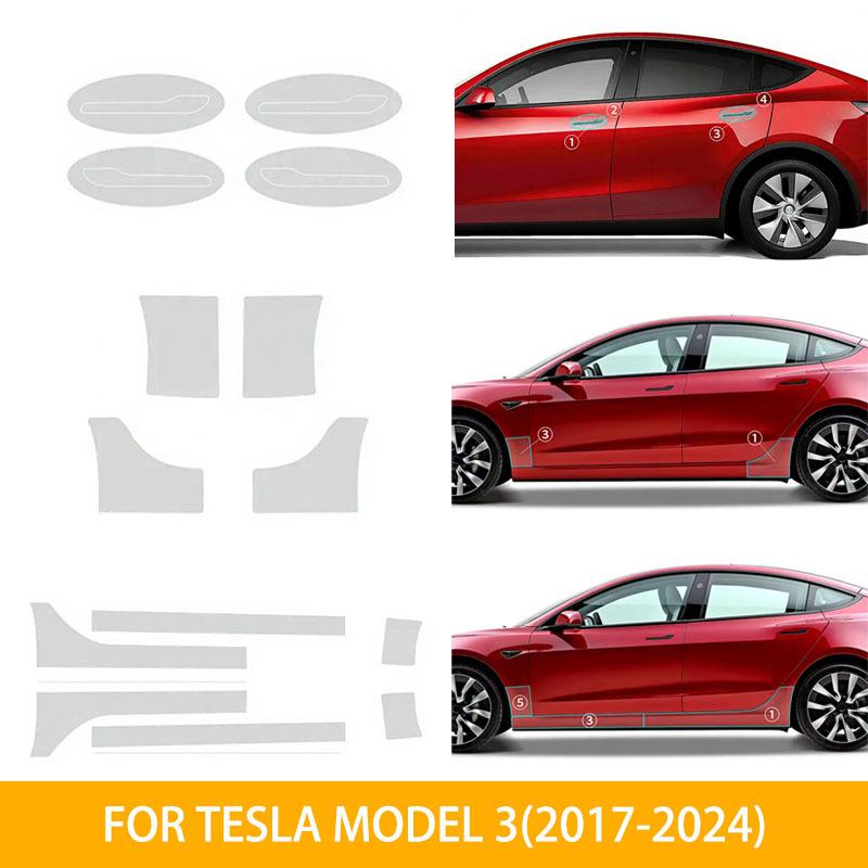 TPU PPF Protective Film Kit for Tesla Model 3 2017-2024 Car Front Rear Door Paint Protection Transparent Sticker Auto Decal