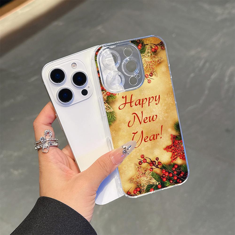 Ae118 Merry Christmas Santa Art Magsafe Transparent Cases for Samsung S23 S24 Ultra S20 S21 FE iPhone 16 Pro Max Magnetic Wireless Charge Back Cover
