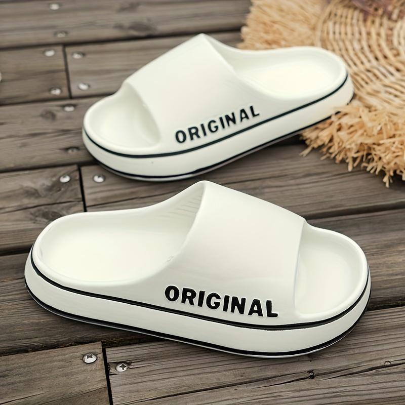 כפכפי מכתב לנשים מגלשות חוף צבע אחיד סוליה עבה לגברים חדר אמבטיה מקורה נעלי נגד החלקה קיץ סנדלי זוג