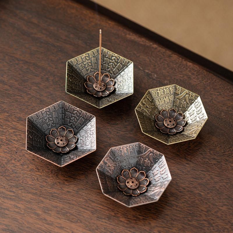 Unique Lotus Shape Alloy Incense Burner Stick Coil Holder Sandalwood Base for Gift Yoga Spa Home Decoration