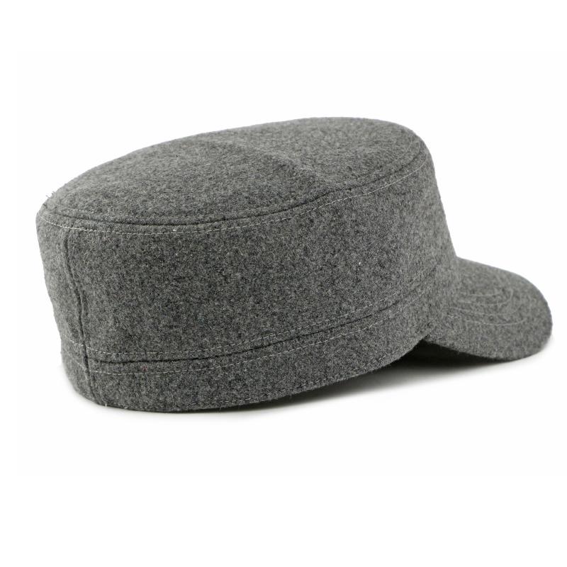 Wool Hat Men's Autumn Winter Velvet Thick Flat Hat Sunshade Hat Solid Color Peaked Cap