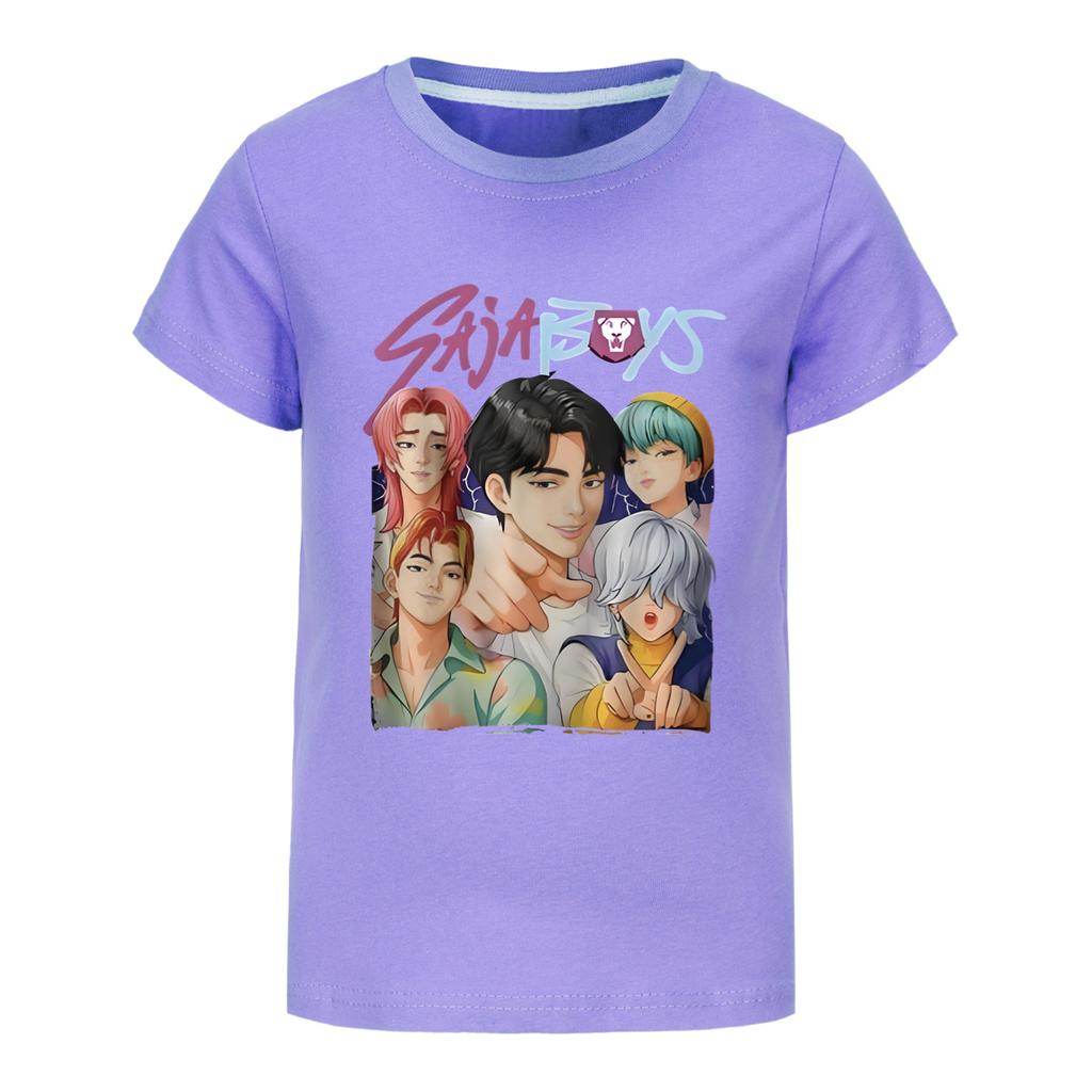 Children's Kpop Demon Hunter Saja Boys' Printed T-Shirt RumiMira Zoey Boys and Girls