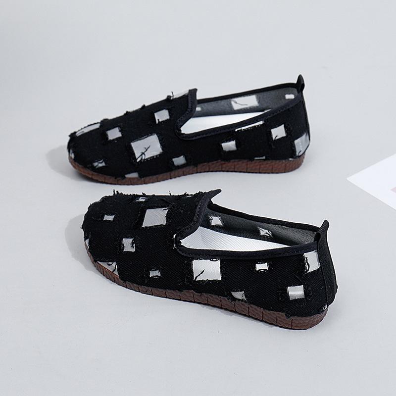 Cloth Shoes Women's Summer New Breathable Mesh Sandals Casual Soft Sole One Pedal Thin Canvas Single Shoes