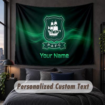 Benutzerdefinierte Namens-Text-Wandteppich, Plymouth Argyle FC Dekorative Wandbehang, Hintergrund-Wandteppich Für Zuhause Schlafzimmer