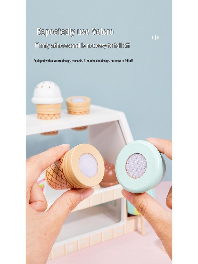 Wooden Ice Cream Shop Role-Play Cash Register for Kids