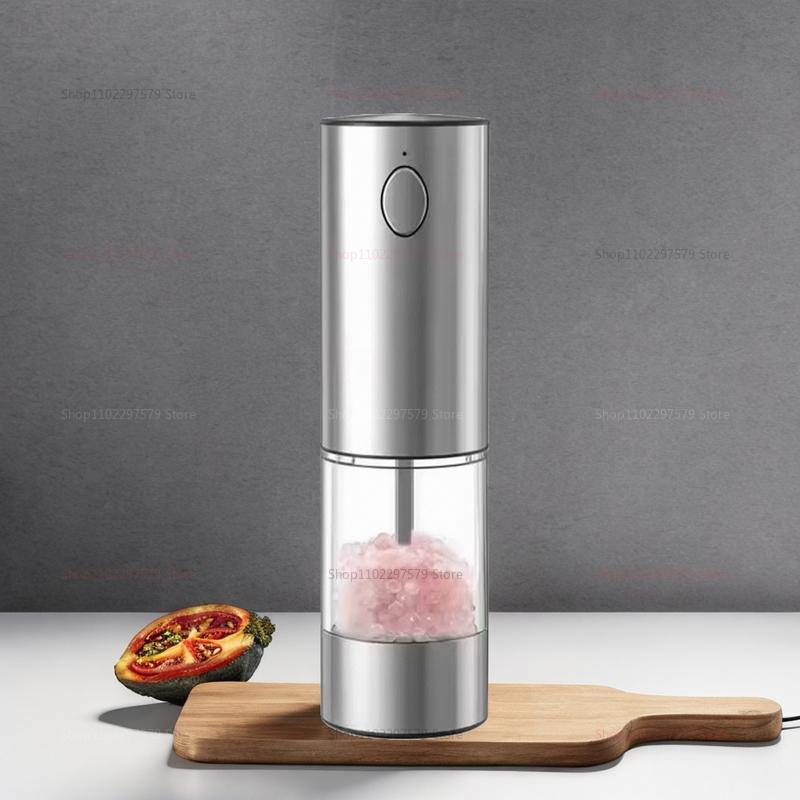 Electric Salt and Pepper Kit, USB Rechargeable Kitchen Household Appliances Stainless Steel Automatic Pepper Grinder
