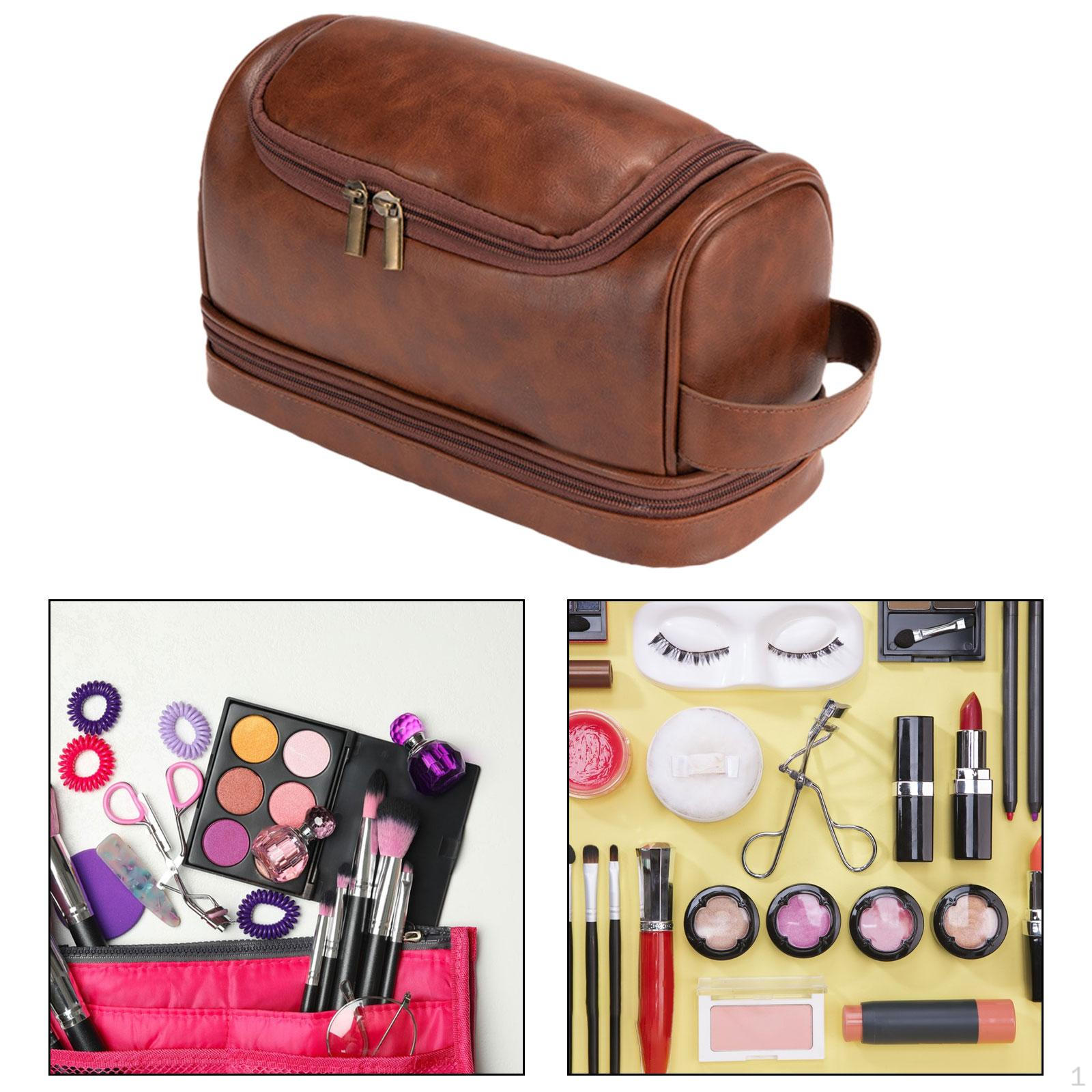 

Hanging Toiletry Bag Travel Makeup Multipurpose PU Leather Cosmetic Case with Hook for