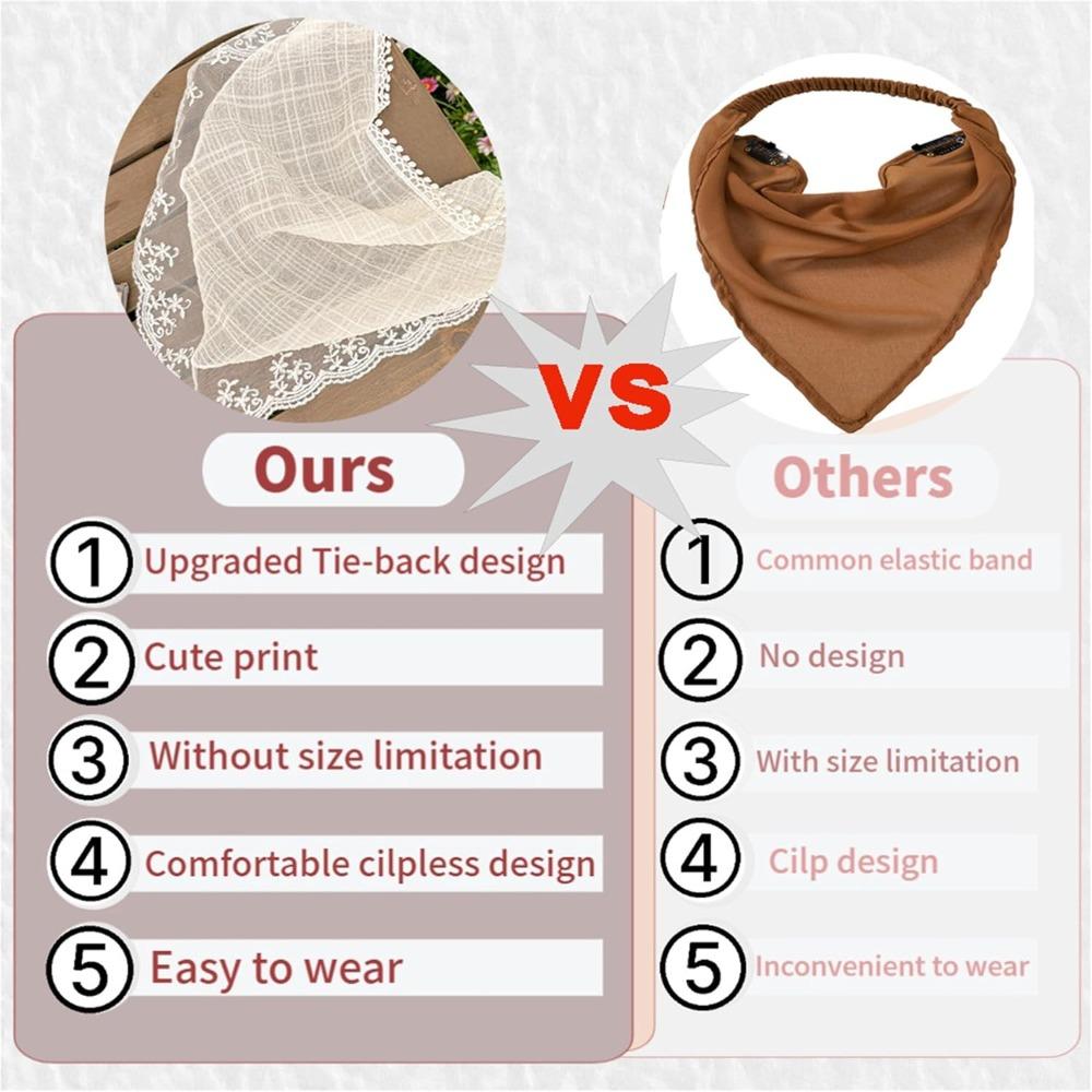 3-Piece Set: French Triangle Scarves, Cute Polyester Lace Headbands, Spring/Summer Fashion Headbands, Women's Elegant Lace Details