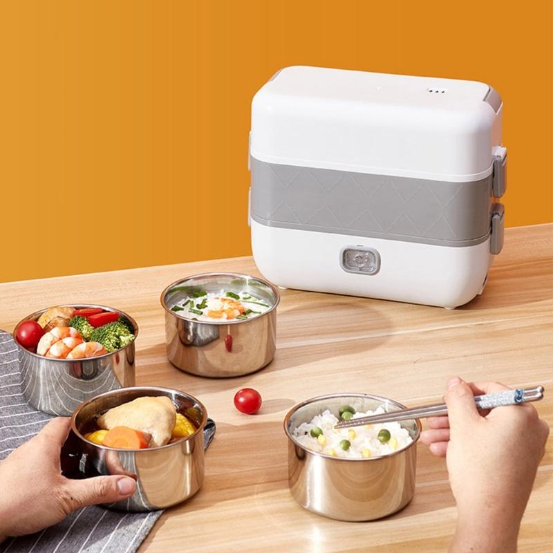 Electric Lunch Box Double Layer Insulated Food Heater for Dormitory Kitchen Office Travel Food Storage Container