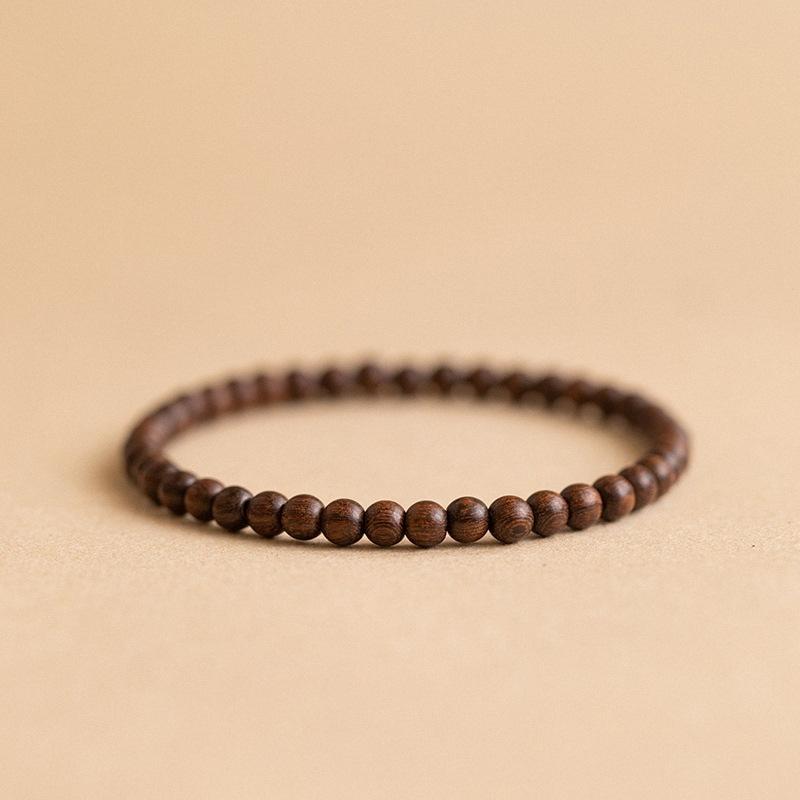 Handmade 6mm Golden Silk Sandalwood Bracelet, Plain/Gold Bead/Cinnabar/Turquoise/Amber Styles, Trendy Chinese Ethnic Unisex Jewelry, Travel Souvenir