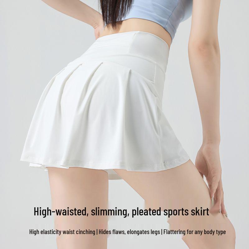 Women's Korean Sporty Pleated Tennis Skirt Shorts: Lightweight, Breathable, Anti-Exposure for Badminton & Yoga.