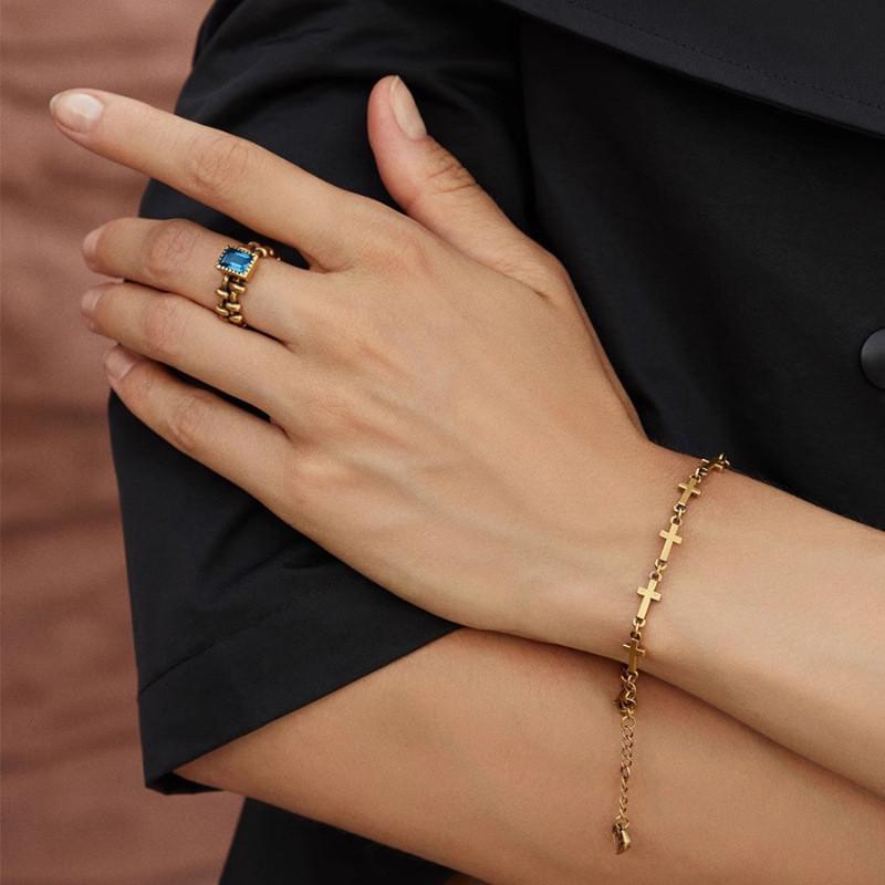 Exquisite Elegant Copper Ring With Zircon For Women Adjustable Vintage Design