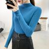 Half Turtleneck Knitted Pullovers Sweaters Women Autumn Winter Primer Shirt Long Sleeve Short Slim-fit Tight Jumper Tops Solid Color One Size