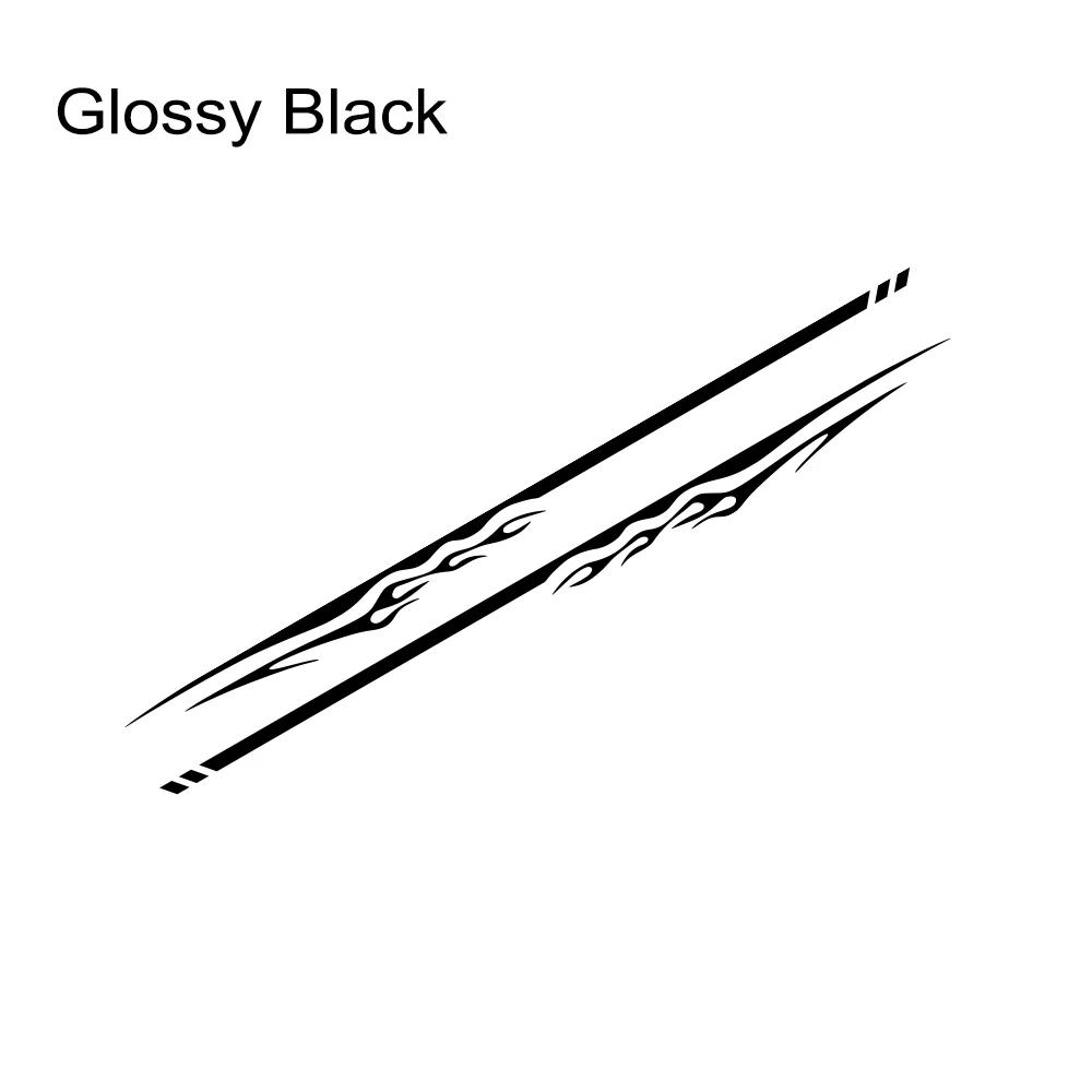 2PCS Flame Pattern Car Side Door Long Stripe Sticker Car Waistline Vinyl Decal Racing Auto Body Decal Car Decoration Accessories