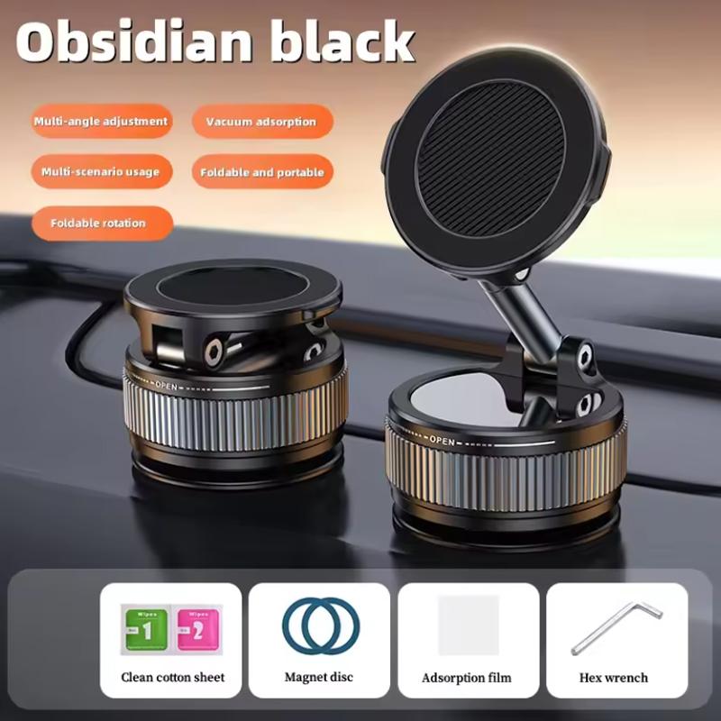 

Portable Vacuum Suction Cup Car Magnetic Mount with Folding Rotating Feature Works in Kitchen Bathroom Glass Gym Fits All Phone чёрный