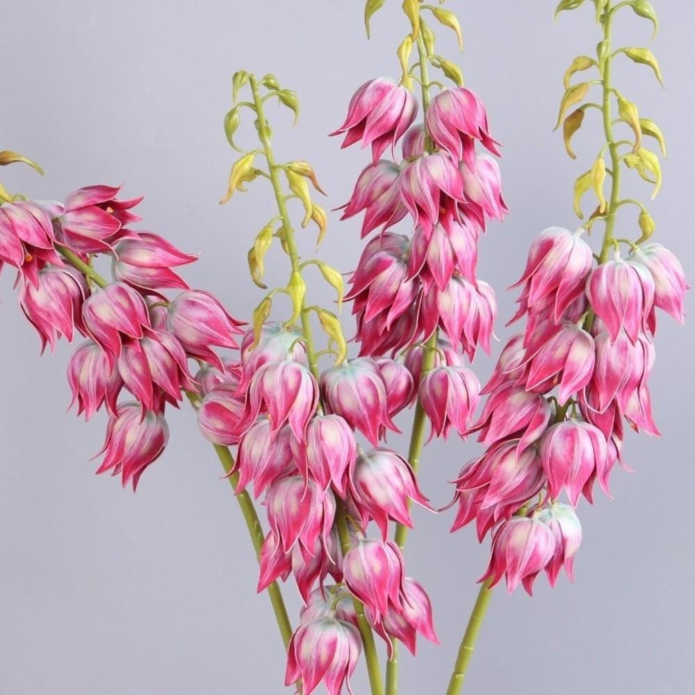 Bell Shaped Artificial Yucca Stem Plastic Silk-like Yucca Flower Branch Realistic Touch Tall Stem Faux Yucca Home Decor