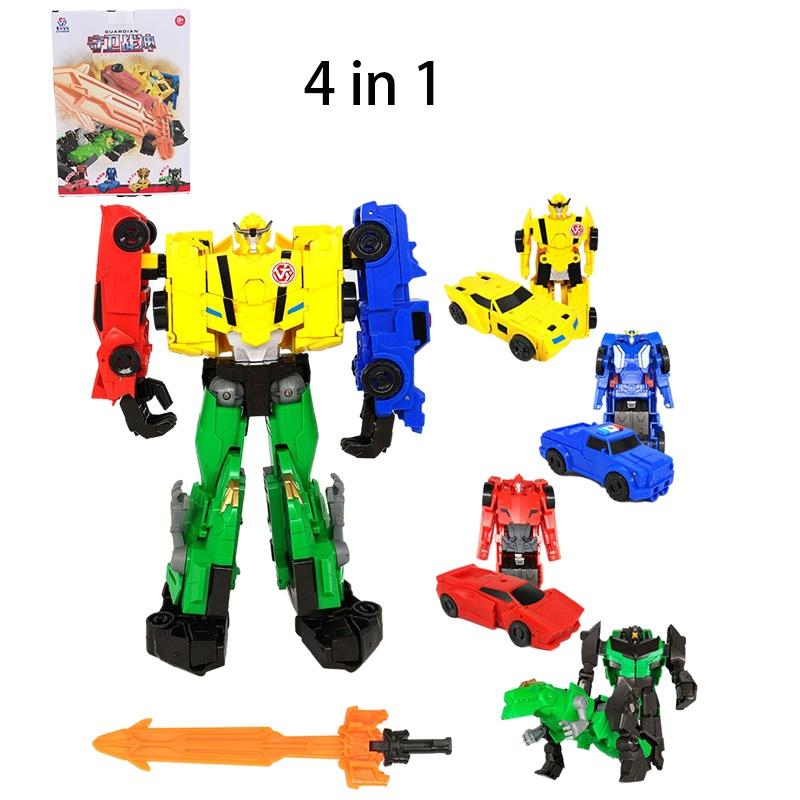 Four-in-one Transforming Toy Set Robot Car Dinosaur And Vehicle Plastic Material