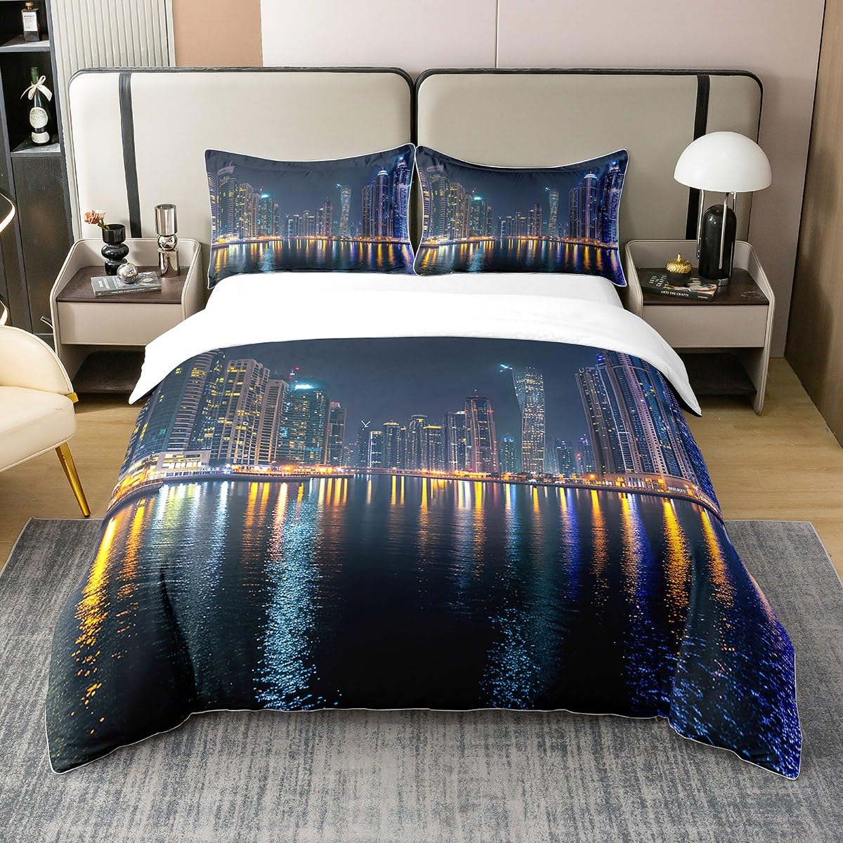 

Buildings Duvet Covers for Kids Teens Adults Quilt Cover Sets Lightweight Down Room Decor 2 Pillowcases 1 Duvet Cover No Quilt (135x200cm)
