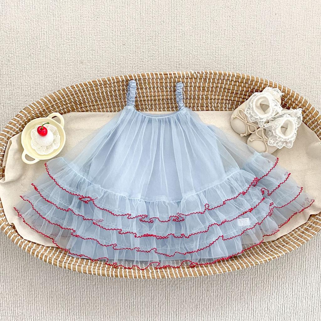 Girls Summer Lightweight Tulle Spaghetti Strap Tutu Dress Sweet Princess Party Outfit for Toddlers