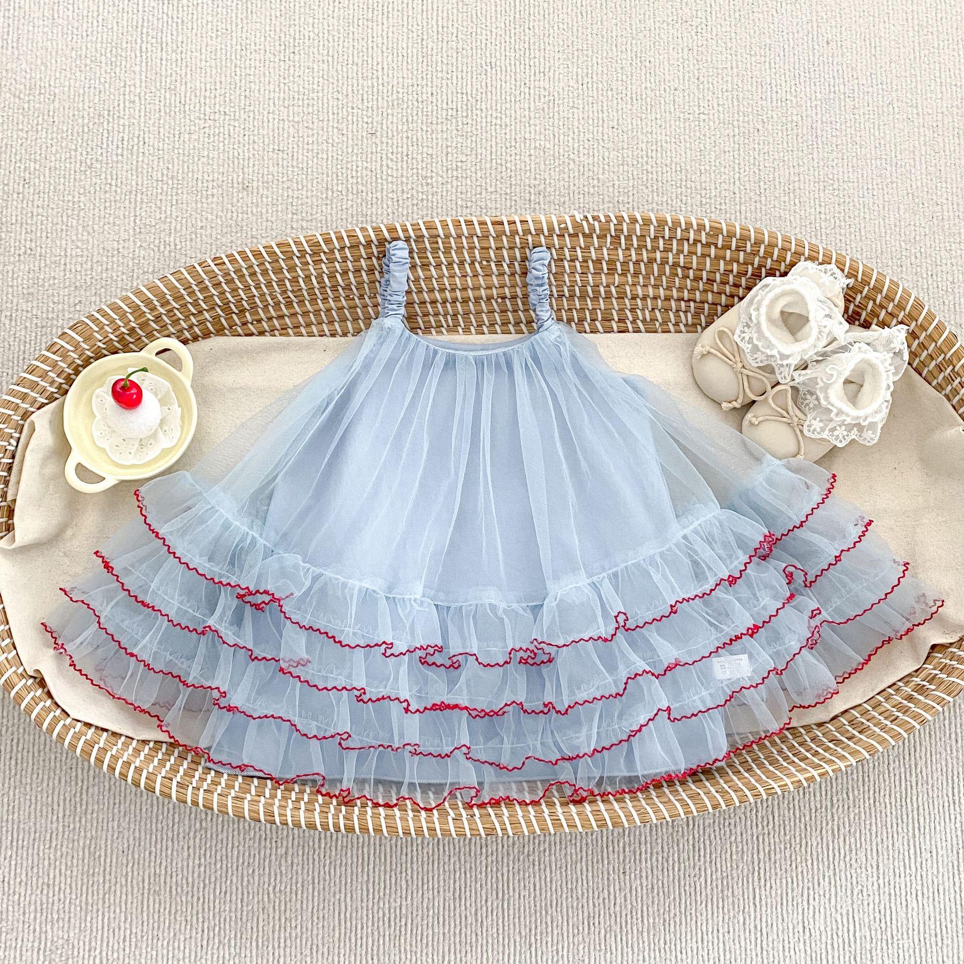 Girls Summer Lightweight Tulle Spaghetti Strap Tutu Dress Sweet Princess Party Outfit for Toddlers 73 синий