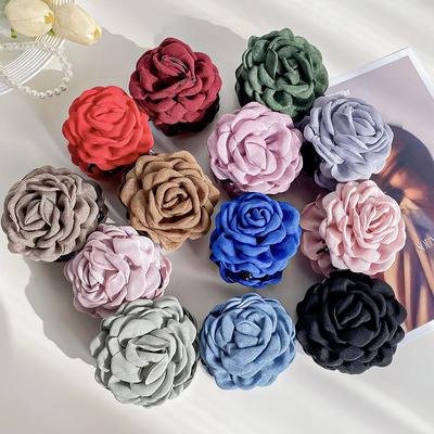 Dreidimensionale Haarklammer mit Rosenblüte, handgefertigte Stoffblumen, Haarspange, süße Hai-Clip, Haar-Accessoires für Frauen